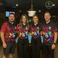 Load image into Gallery viewer, Colorful 8 Ball Pool Billiard Jersey For Men Custom Billiard Team Shirts Polo &amp; Quarter Zip | Red TDM6583
