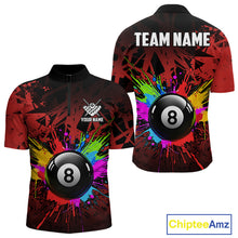 Load image into Gallery viewer, Colorful 8 Ball Pool Billiard Jersey For Men Custom Billiard Team Shirts Polo &amp; Quarter Zip | Red TDM6583