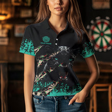 Load image into Gallery viewer, Teal Grunge Panther Dart Shirt With Pocket Option For Women Custom Dart Jersey TDM3620