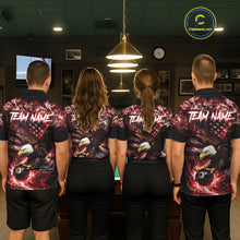 Load image into Gallery viewer, Red Flaming Eagle 8 Ball Billiard Shirt For Men Custom US Flag Pool Team Jersey Polo &amp; 1/ 4 Zip TDM6154