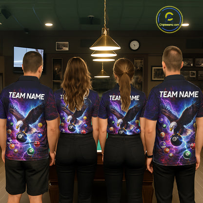 Custom Colorful Lightning Eagle Billiard Shirt For Men, 8 Ball Pool Team Jersey Polo & 1/4 Zip TDM6157