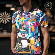 Load image into Gallery viewer, Funny Panda Colorful Graffiti Darts Shirt For Men Custom Darts Team Jersey Polo &amp; 1/4 Zip TDM6394