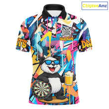 Load image into Gallery viewer, Funny Panda Colorful Graffiti Darts Shirt For Men Custom Darts Team Jersey Polo &amp; 1/4 Zip TDM6394