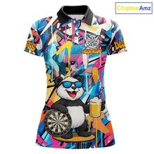 Load image into Gallery viewer, Funny Panda Colorful Graffiti Darts Shirt For Women Custom Darts Team Jersey Polo &amp; 1/4 Zip TDM6394
