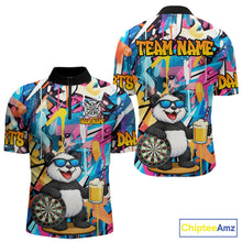 Load image into Gallery viewer, Funny Panda Colorful Graffiti Darts Shirt For Men Custom Darts Team Jersey Polo &amp; 1/4 Zip TDM6394