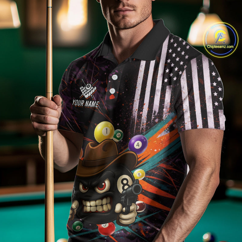 Funny 8 Ball Pool Graffiti Style Billiard Shirt For Men Custom Billiard Team Jersey Outfit TDM5548