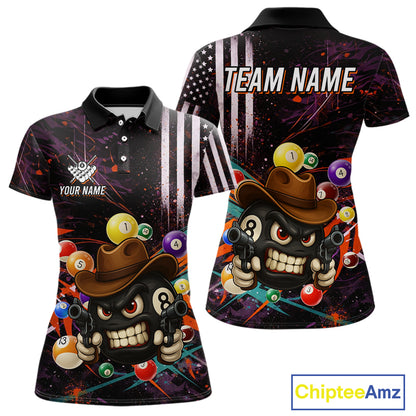 Funny 8 Ball Pool Graffiti Style Billiard Shirt For Women Custom Billiard Team Jersey Outfit TDM5548
