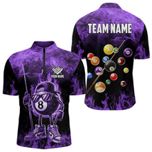 Load image into Gallery viewer, Personalized Purple Funny 8 Ball Pool Flame Men's Billiard Shirts, Billiard Team Shirts Pool Jerseys TDM3782