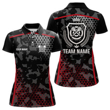 Load image into Gallery viewer, Black And Red Camo Dart Shirt With Pocket Option For Women Custom Darts Jersey TDM3787