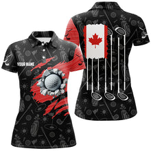 Load image into Gallery viewer, Retro Canada Flag Crack Golf Balls Custom Women Golf Polo Shirts, Patriotic Golf Shirts For Ladies TDM1890