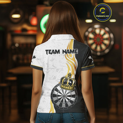 Personalized Dartboard Crown Gold Darts Shirt For Women Custom Darts Team Jersey Polo & 1/4 Zip TDM4653