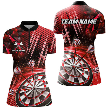 Personalized 3D Glitter Women Darts Shirts Custom Team Name Dart League Shirts Dart Jerseys |Red TDM2582