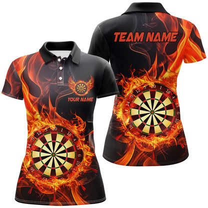 Personalized 3D Dart Board In Fire Burned Women Black Darts Shirts Custom Flame Darts Team Jerseys TDM2835