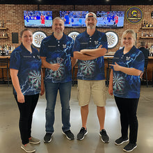 Load image into Gallery viewer, Custom Lightning Blue Darts Shirt With Pocket Option For Women, Darts Jersey TDM5551