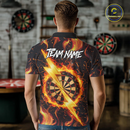 Personalized Dartboard Fire Flame Gold Thunder Men's Darts Shirt Custom Darts Team Jersey TDM5556