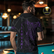 Load image into Gallery viewer, Black And Purple Funny Skeleton Billiard Polo &amp; 1/4 Zip For Men Custom Billiard Pool Team Jersey TDM5798