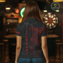 Load image into Gallery viewer, Black And Red Funny Skeleton Darts Polo &amp; 1/4 Zip Custom Darts Shirt For Women Darts Team Jersey TDM5800