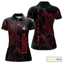 Load image into Gallery viewer, Black And Red Funny Skeleton Darts Polo &amp; 1/4 Zip Custom Darts Shirt For Women Darts Team Jersey TDM5800