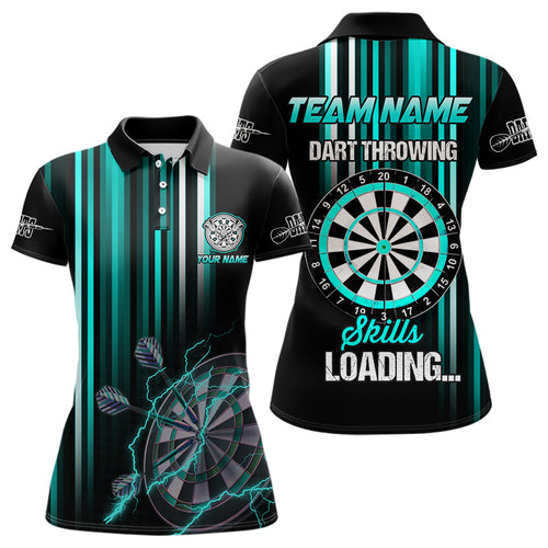 Turquoise Throwing Skills Loading Custom Dart Shirt For Women, Pocket Option TDM3789