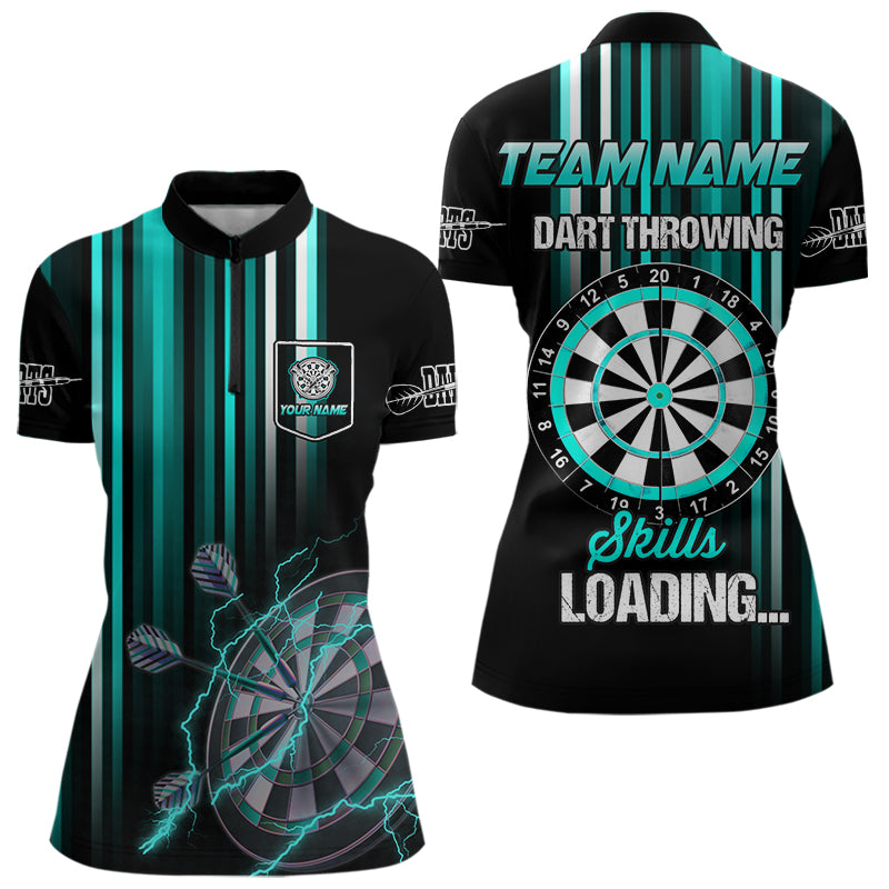 Turquoise Throwing Skills Loading Custom Dart Shirt For Women, Pocket Option TDM3789