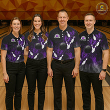 Load image into Gallery viewer, Black And Purple Custom Butterfly Bowling Shirt For Women, Bowling Team Jersey Polo &amp; 1/4 Zip Shirt TDM6180