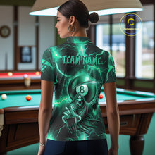 Load image into Gallery viewer, Turquoise Grim Reaper 8 Ball Women's Billiard Shirt Custom Thunder Lightning Pool Team Jersey TDM4872