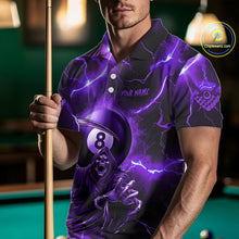 Load image into Gallery viewer, Purple Grim Reaper 8 Ball Men's Billiard Shirt Custom Thunder Lightning Halloween Pool Team Jersey TDM4874