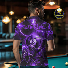 Load image into Gallery viewer, Purple Grim Reaper 8 Ball Men's Billiard Shirt Custom Thunder Lightning Halloween Pool Team Jersey TDM4874