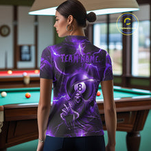 Load image into Gallery viewer, Purple Grim Reaper 8 Ball Women's Billiard Shirt Custom Thunder Lightning Halloween Pool Team Jersey TDM4874