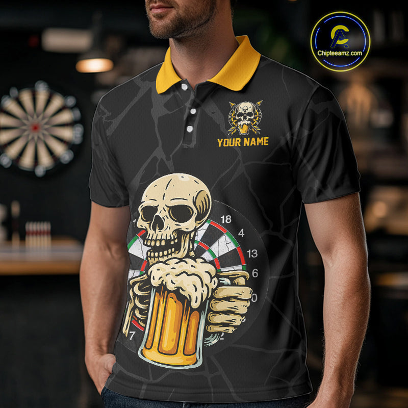 Funny Darts And Beer Aim For Fun Drink For Cheer Custom Skull Dart Shirt For Men, Dart Team Jersey TDM4878