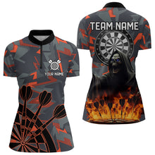 Load image into Gallery viewer, Personalized Grim Reaper Fire Camo Dart Shirts For Women Custom Camouflage Darts League Jerseys TDM3072