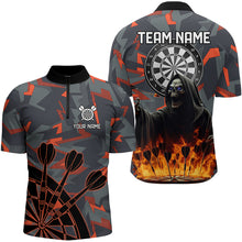 Load image into Gallery viewer, Personalized Grim Reaper Fire Camo Dart Shirts For Men Custom Camouflage Darts League Jerseys TDM3072