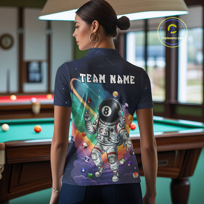 Funny Colorful 8 Ball Billiard Shirt Astronaut In Space For Women Custom Billiard Team Jersey TDM5312