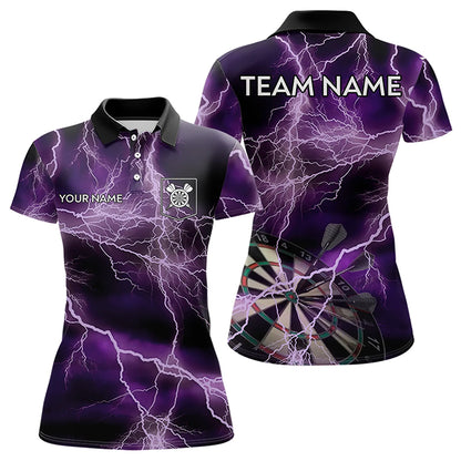 Thunder Lightning Purple Darts Shirt With Pocket For Women Custom Dart Jersey TDM3315