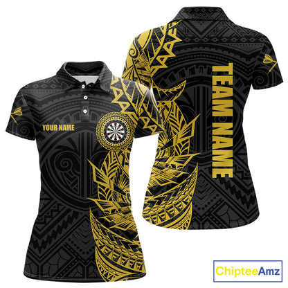 Personalized Yellow Tribal Darts Polo & Quarter Zip Custom Dart Shirts For Women Dart Jerseys TDM5568