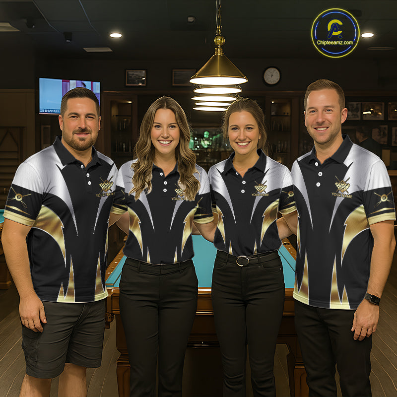 Personalized Crown 8 Ball Billiard Shirt For Men Custom Billiard Tournament Pool Team Jersey |Gold TDM5571