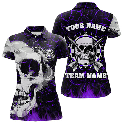 Personalized Purple Glowing Fire Crack Skull Dart Shirt Custom Dart Shirts For Women Dart Team Jersey TDM3493