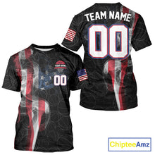 Load image into Gallery viewer, Personalized American Flag Smoke Basketball T Shirt Custom Patriotic Basketball Team Jersey TDM5801