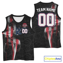Load image into Gallery viewer, American Flag Smoke Basketball Shirt Custom Name &amp; Number Patriotic Basketball Team Jersey TDM5801