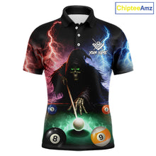 Load image into Gallery viewer, Funny Grim Reaper Lightning Billiard Shirt For Men Custom Pool Balls Team Jersey Polo &amp; 1/4 Zip TDM6410