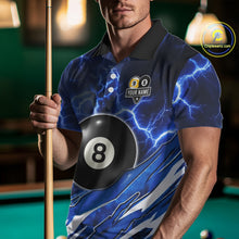 Load image into Gallery viewer, Blue Lightning Billiard Jersey For Men Custom 8 Ball 9 Ball Pool Billiard Shirt Team Polo, 1/4 Zip TDM6413