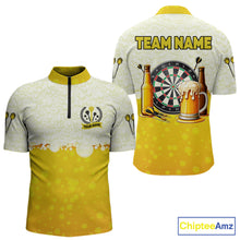 Load image into Gallery viewer, Personalized Yellow Funny Darts And Beer Men Dart Shirts, Drinking Darts Team Jerseys, Dart Gifts TDM2609