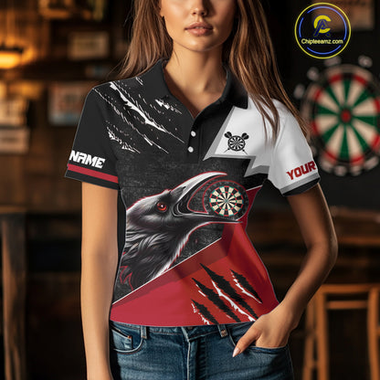 Personalized Raven Darts Shirt For Women Custom Black And Red Gothic Darts Team Jersey TDM5091