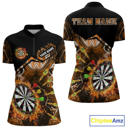 Personalized Orange Dartboard Fire Marble Darts Shirt For Women Custom Darts Team Jersey Outfit TDM5098