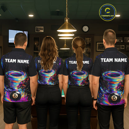 Funny 8 Ball Pool Colorful Splash Tornado Billiard Shirt For Men Custom Billiard Team Jersey TDM5575