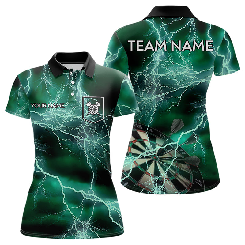 Black Turquoise Thunder Lightning Dart Shirt With Pocket For Women Custom Dart Jersey TDM3802