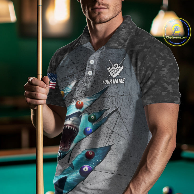 Personalized Funny Shark Billiard Shirt For Women, 8 Ball Pool Team Jersey Polo & 1/4 Zip Shirt TDM6202