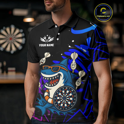 Funny Shark Darts Shirt For Men – Custom Dart Team Jersey | Polo & Quarter Zip Darts Shirt Style TDM4077