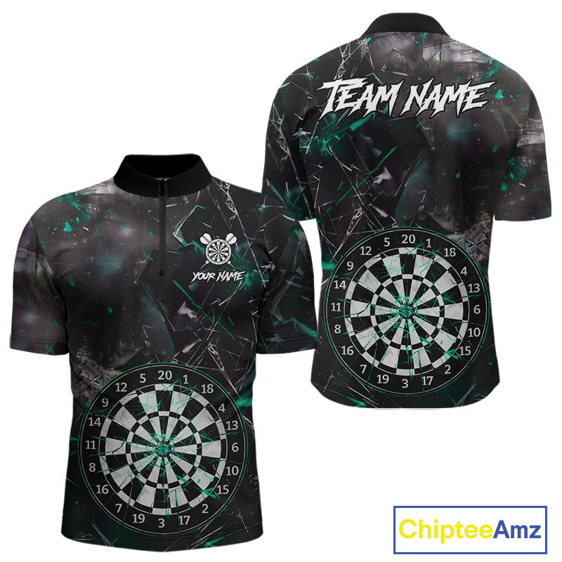 Personalized Turquoise Break Glass Darts Shirt For Men Custom Darts Team Jersey Polo & 1/4 Zip TDM5102