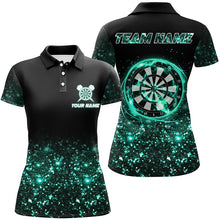 Load image into Gallery viewer, Black Turquoise Light Women Darts Polo &amp; Quarter Zip Shirt Custom Dart Shirts For Team Darts Jerseys TDM3334